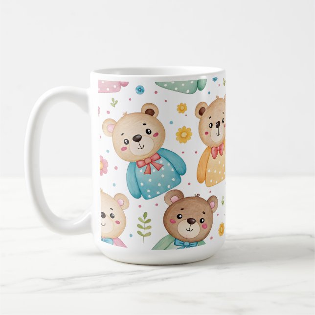 Caneca De Café Urso de pelúcia e flores (Esquerda)