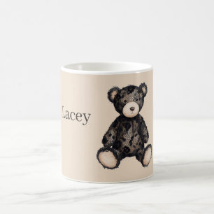 Caneca De Café Urso de pelúcia em renda falsa preta