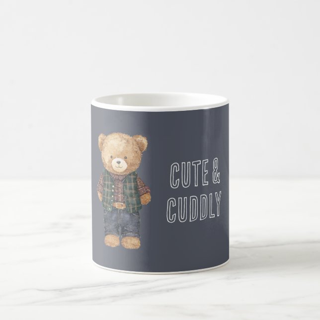 Caneca De Café Urso de Pelúcia Fofo de Jeans Azul (Centro)