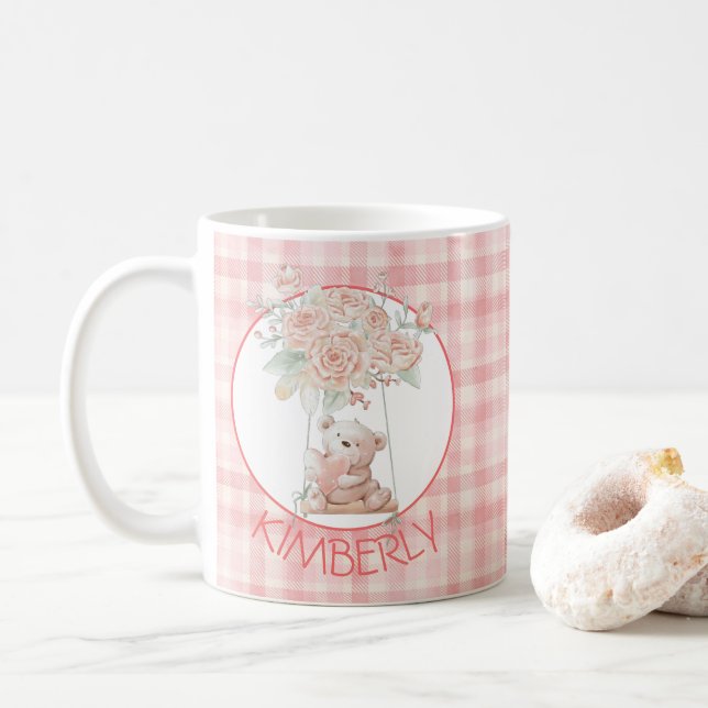 Caneca De Café Urso de pelúcia fofo personalizado (Com Donut)