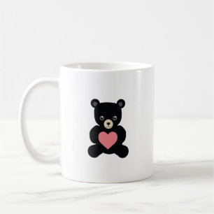 Caneca De Café Urso de pelúcia preto com coração