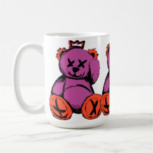 Caneca De Café Urso de Pelúcia Real em Roxo e Laranja