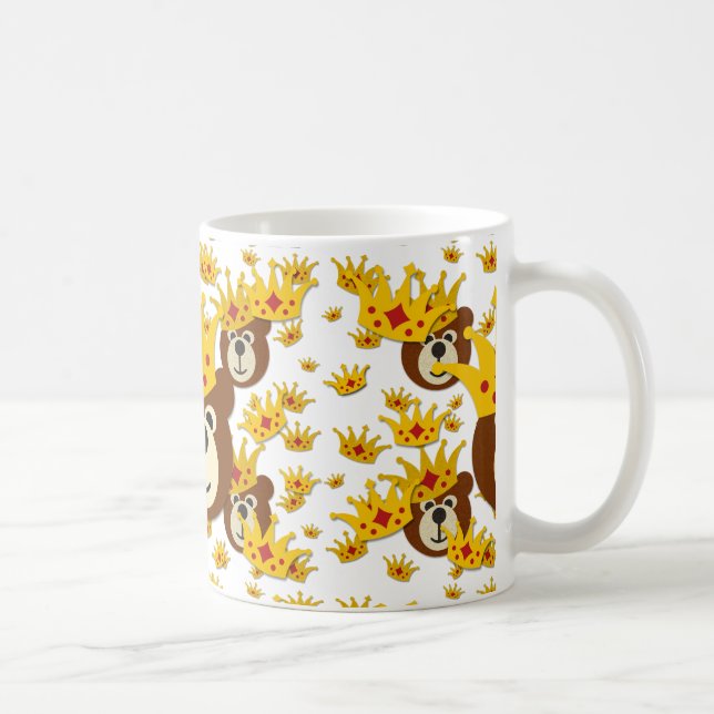 Caneca De Café Urso de Teddy Sorrindo com Coroa (Direita)