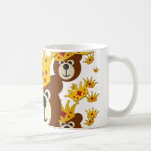 Caneca De Café Urso de Teddy Sorrindo com Coroa