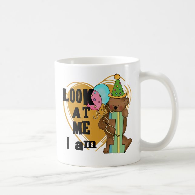 Caneca De Café Urso de Teddy Sou 1 Camisetas de Aniversário e Pre (Direita)