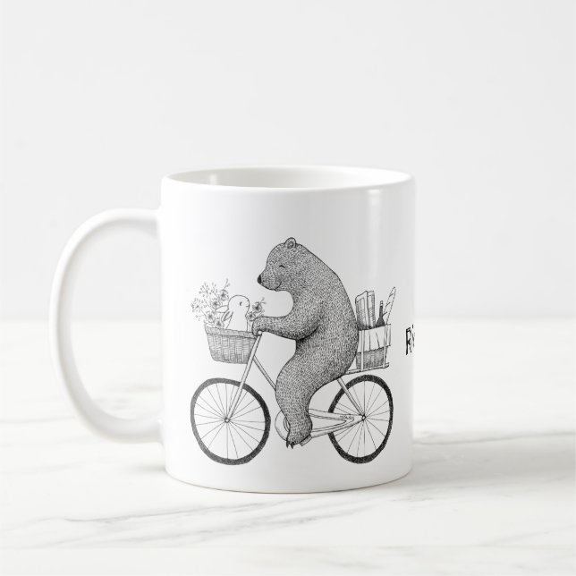 Caneca De Café Urso e coelhinho de bicicleta Presente de Natal co (Esquerda)