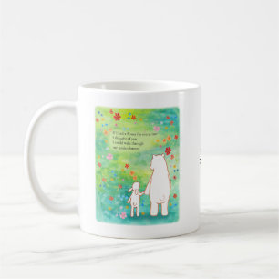Caneca De Café Urso e Coelho em Campo Floral com nome de poema de