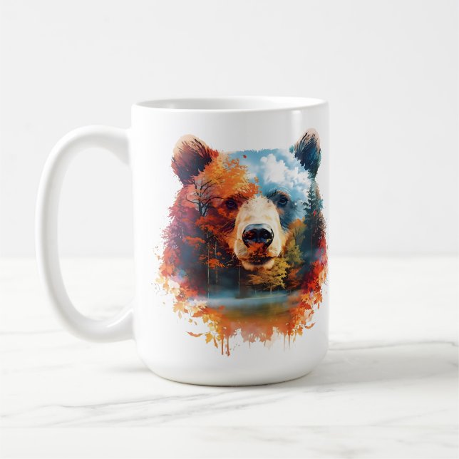 Caneca De Café Urso em Floresta de outono (Esquerda)