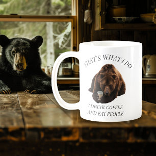 Caneca De Café Urso engraçado bebendo café dizendo