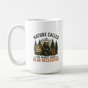 Caneca De Café Urso Engraçado Placa de Acampamento Natureza Ligou