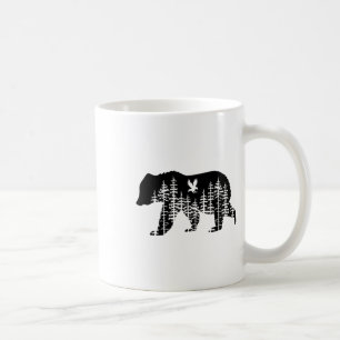 Caneca De Café Urso Floresta Retro Árvores Ao Ar Livre Vida Selva
