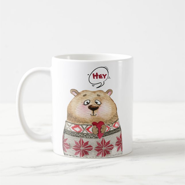 Caneca De Café Urso fofo da floresta Natal  (Esquerda)