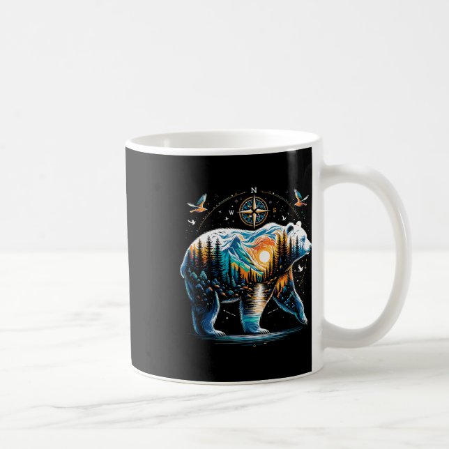 Caneca De Café Urso Hiking Urso Pardo Camping Camper  (Direita)