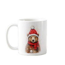 Urso Inverno com Chapéu Vermelho Cozy