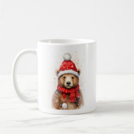 Caneca De Café Urso Inverno com Chapéu Vermelho Cozy
