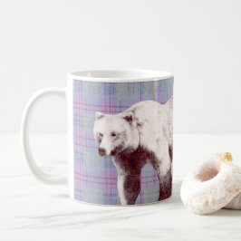 Caneca De Café Urso Mãe Xadrez Lavanda