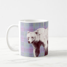 Caneca De Café Urso Mãe Xadrez Lavanda