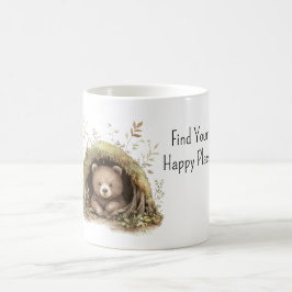 Caneca De Café Urso na Floresta Encontre Seu Lugar Feliz