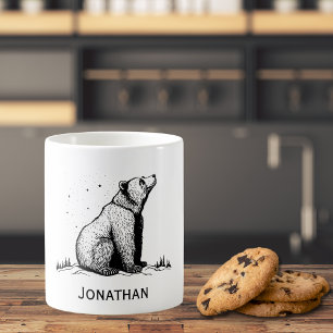 Caneca De Café Urso no Monograma da Selvagem