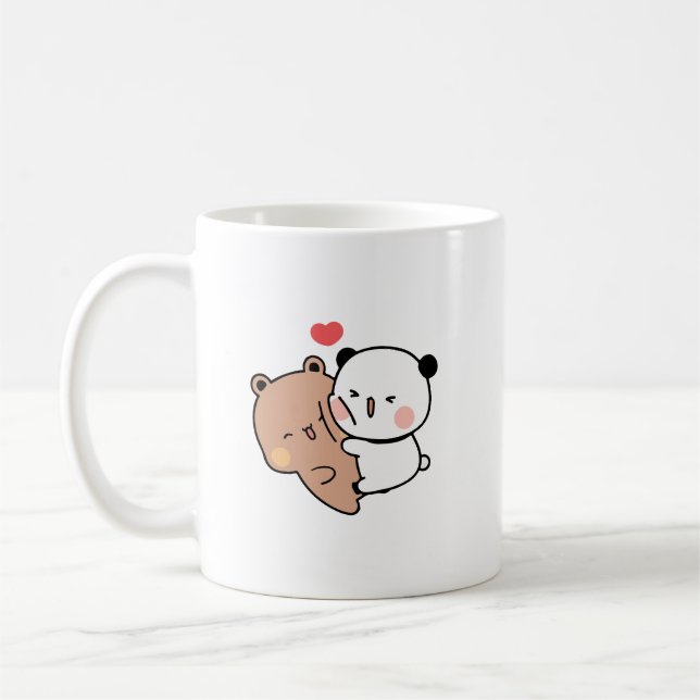 Caneca De Café Urso-panda, abraços-bubu e-dudu amam (Esquerda)