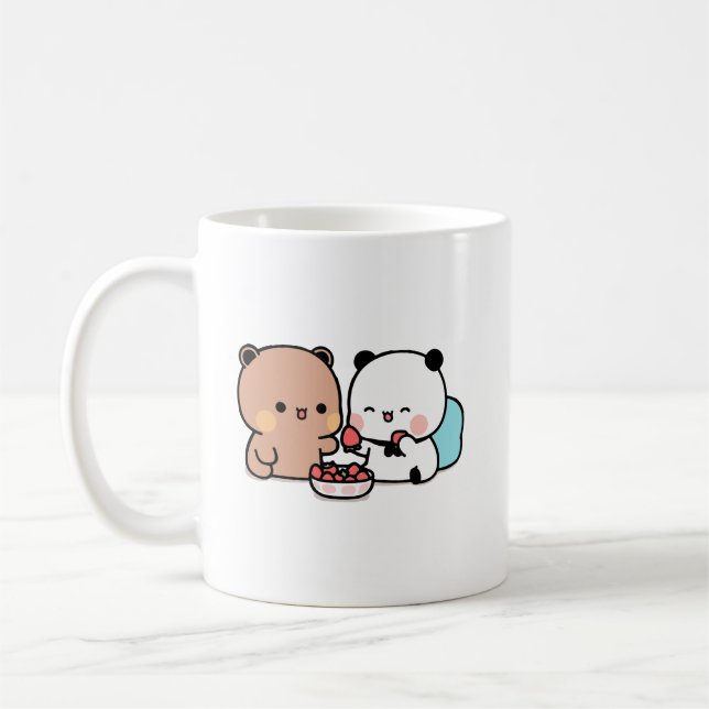 Caneca De Café Urso-panda, bubu e morangos-dudu (Esquerda)