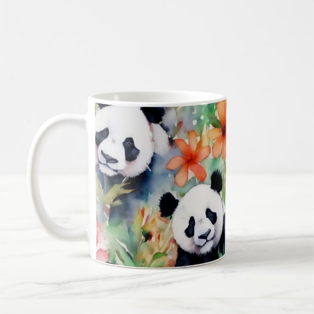 Caneca De Café Urso Panda de Aquarela (Esquerda)