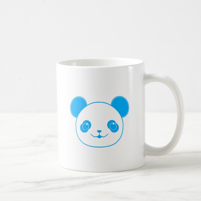 Caneca De Café Urso Panda de Kawaii Azul (Direita)