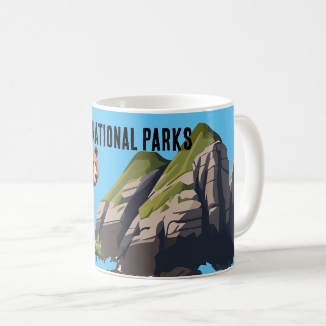 Caneca De Café Urso Pardo de Pinheiro da Parque Nacional American (Frente Esquerda)