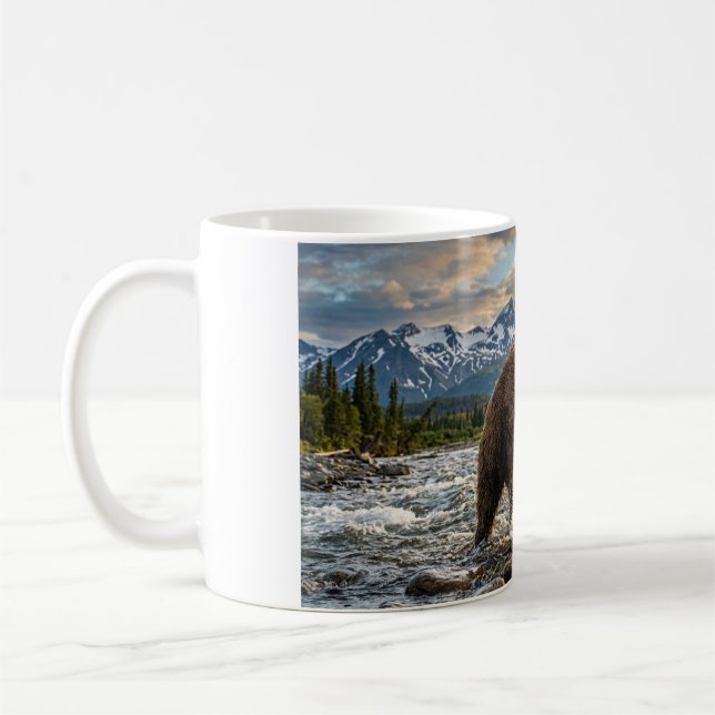 Caneca de Café Urso Pardo Pegando Salmão (Esquerda)