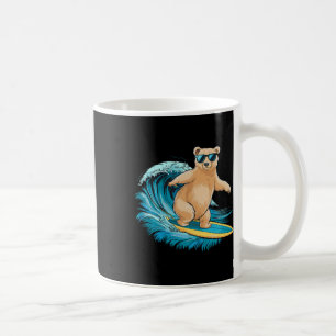 Caneca De Café Urso Pardo Surfista Praia Verão Prancha de Surfe S