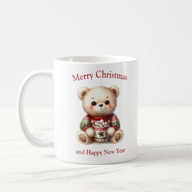 Caneca De Café Urso peludo com cacau quente de Natal (Esquerda)