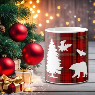 Caneca De Café Urso-Pinheiro Águia Vermelho Preto