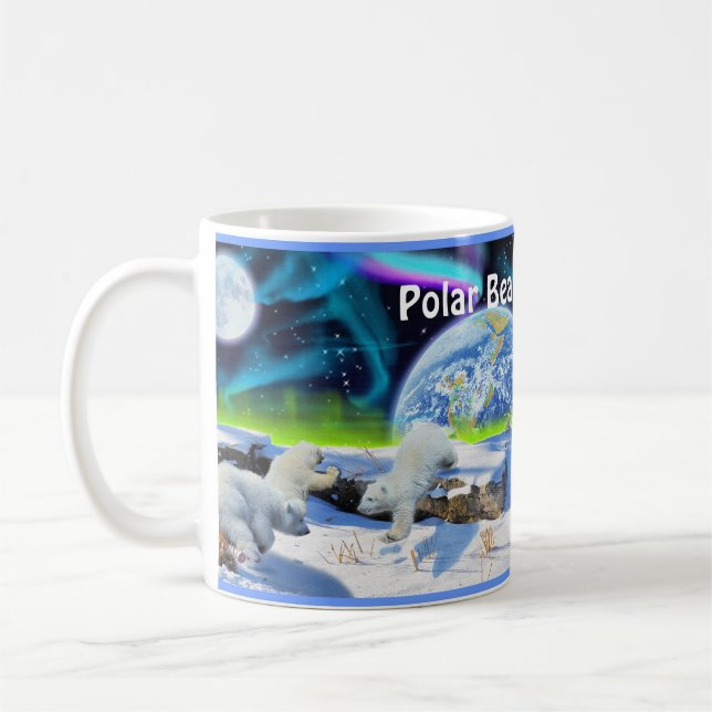 Caneca De Café Urso Polar Cubs & Luzes do Norte (Esquerda)