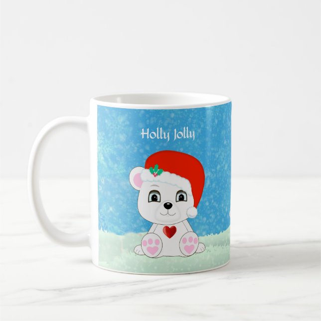 Caneca De Café Urso Polar de Natal Fofo & Boneco de Neve (Esquerda)