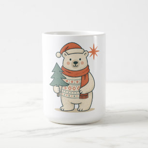 Caneca De Café Urso Polar de Natal Fofo Escandinavo Inverno