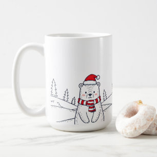 Caneca De Café Urso Polar Desenhado Mão Minimalista
