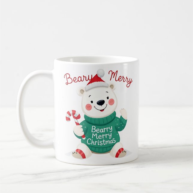 Caneca De Café Urso Polar Feliz de Natal (Esquerda)