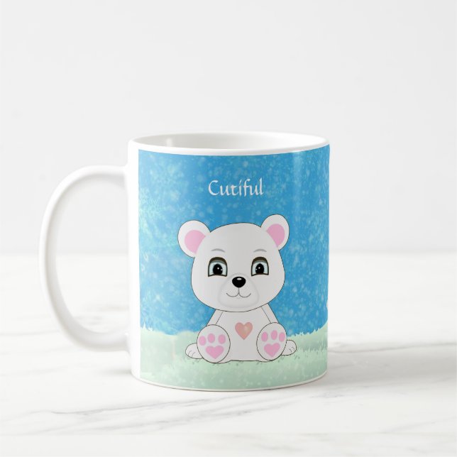 Caneca de Café Urso Polar Fofo & Boneco de Neve (Esquerda)