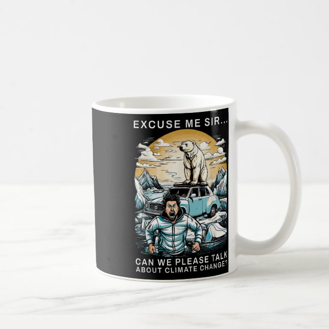 Caneca De Café Urso Polar Mudanças Climáticas Engraçado Proteção  (Direita)