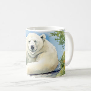 Caneca De Café Urso Polar Relaxando Diversão Animal Feliz Legal