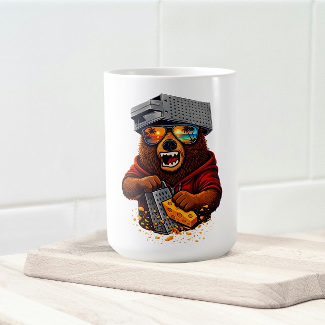 Caneca De Café Urso Retro Com Chapéu de Ralador de Queijo e Óculo (Criador carregado)