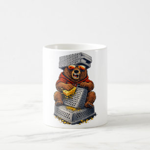 Caneca De Café Urso Retro com Chapéu Espeto de Queijo e Óculos de
