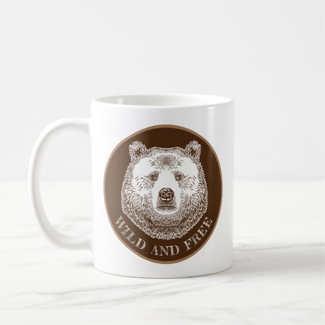 Caneca De Café Urso, Selvagem E Gratuita, Ilustração Desenhada À  (Esquerda)