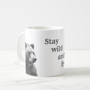 Caneca De Café Urso Selvagem - Permaneça selvagem e livre