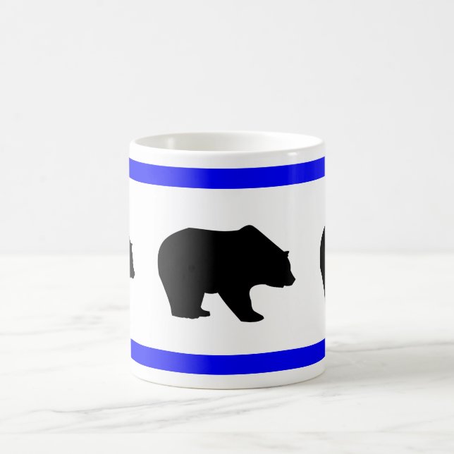 Caneca De Café Urso Silhuettes com Mug de Borda Azul (Centro)