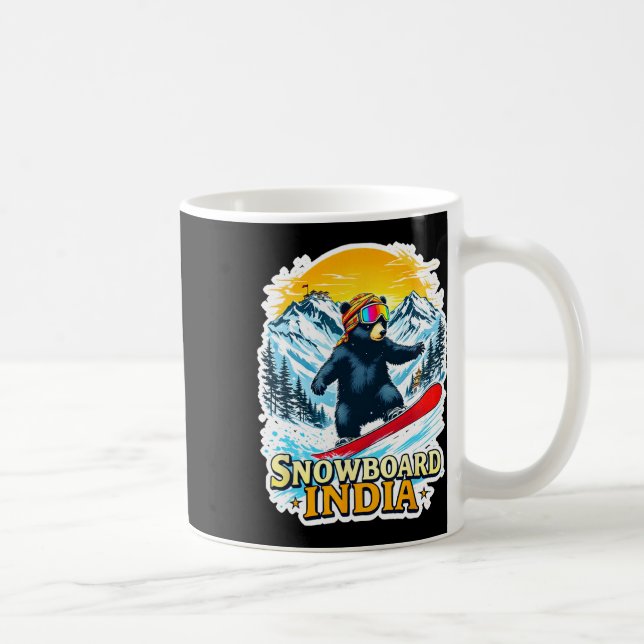 Caneca De Café Urso Snowboard Na Índia Cênica (Direita)