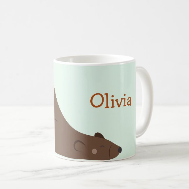 Caneca De Café Urso Sonolento Bonito (Frente Esquerda)
