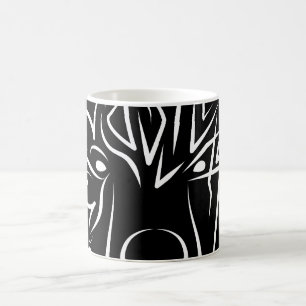 Caneca De Café Urso Tribal Negro e Branco