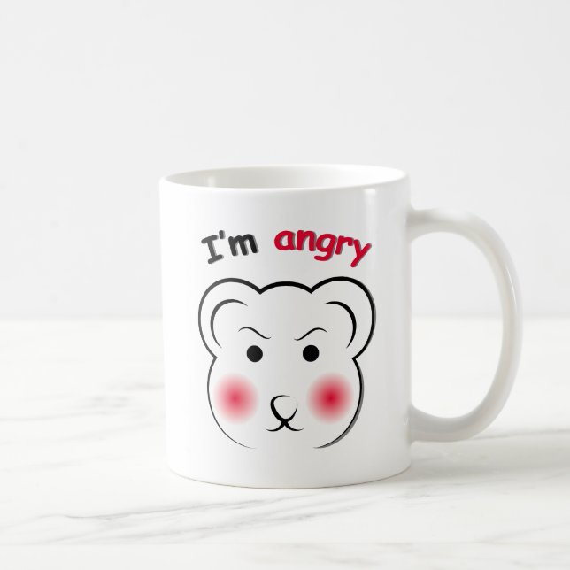 Caneca De Café Urso Zangado Encantado Enfrentado - Animal Mínimo  (Direita)