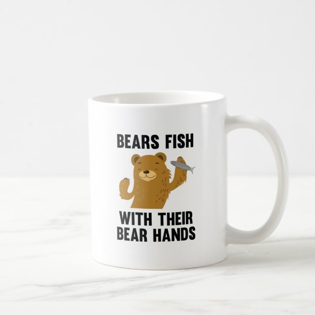 Caneca De Café Ursos Peixes Com As Mãos Do Urso (Direita)